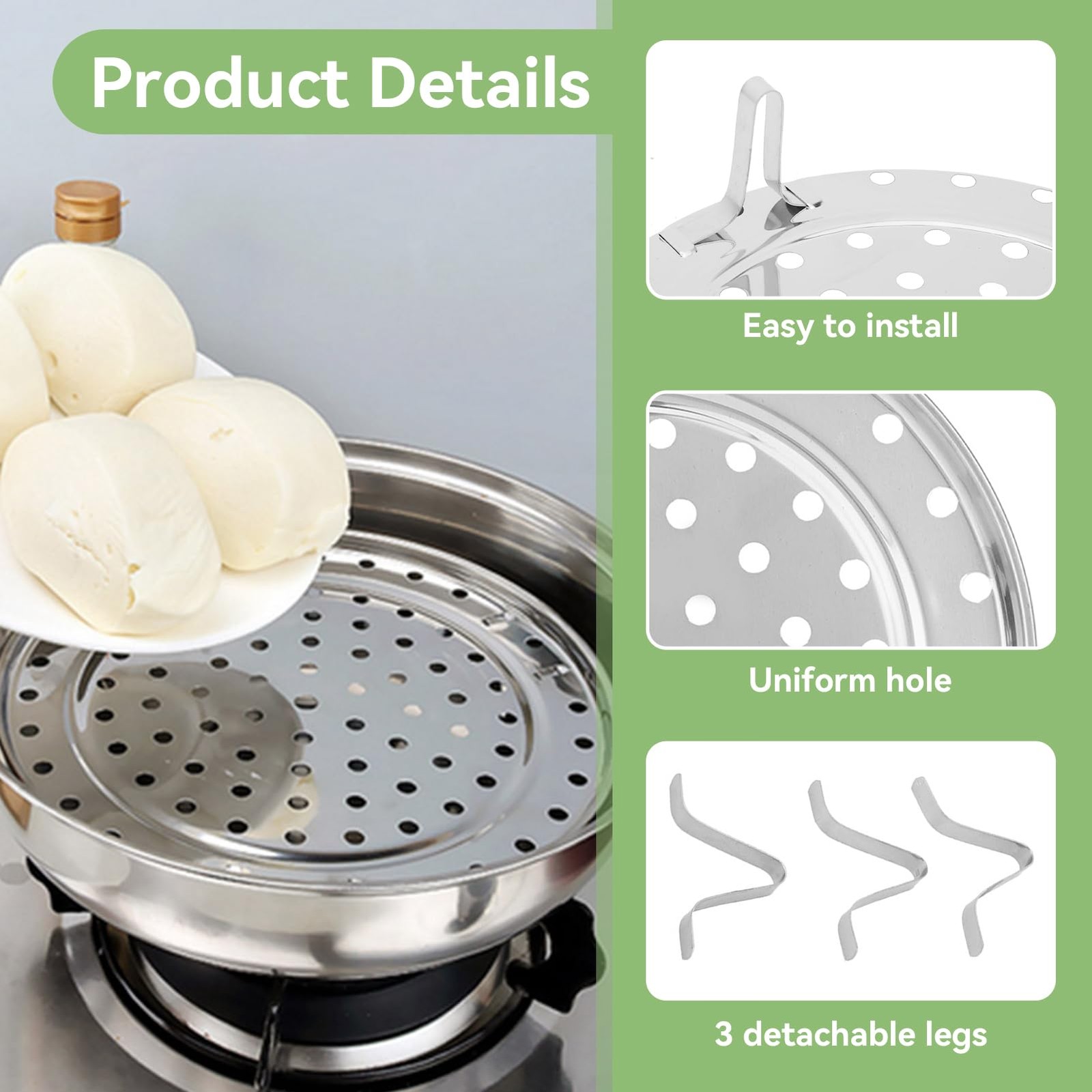 10In Steamer Rack, Stainless Steel Canning Rack Cooking Food Steaming Tray Steam