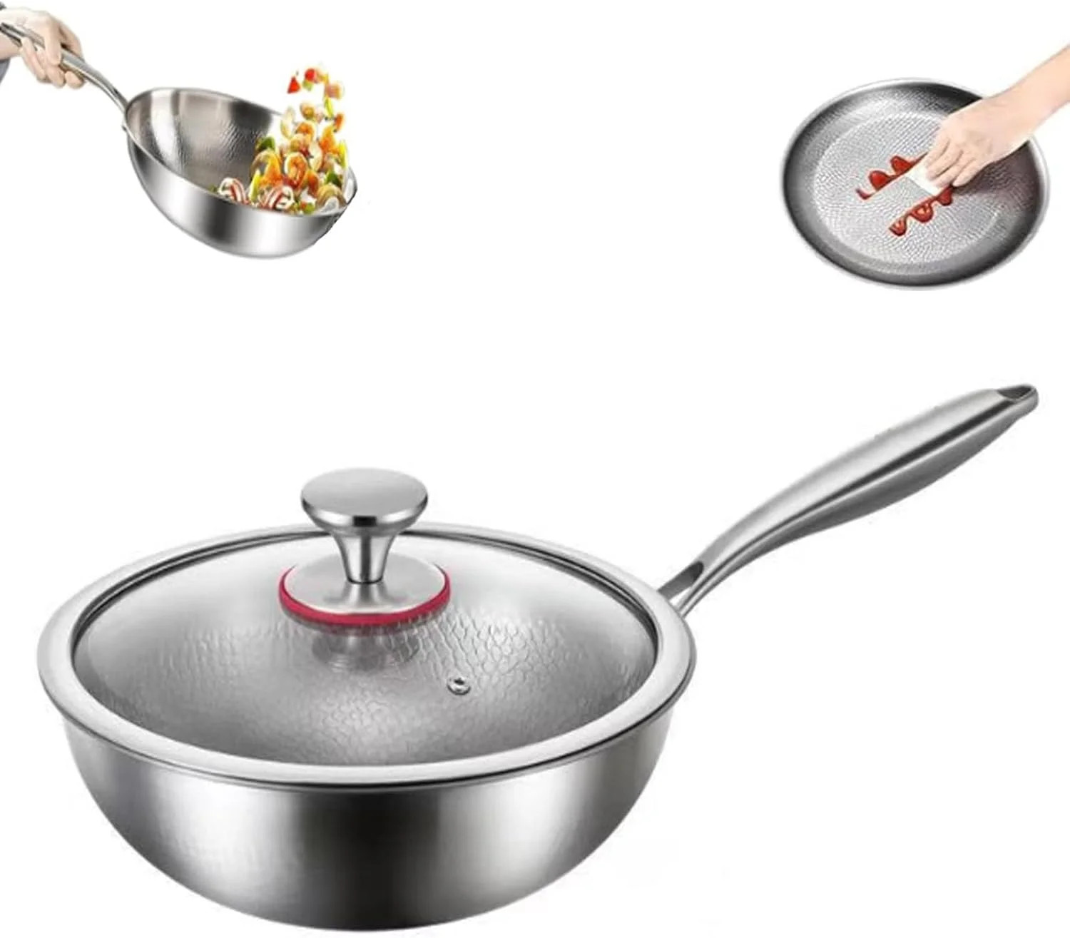 Toutrop Titanium Hammered Pan Pro with Lid, Durable Scratch-Resistant Titanium F