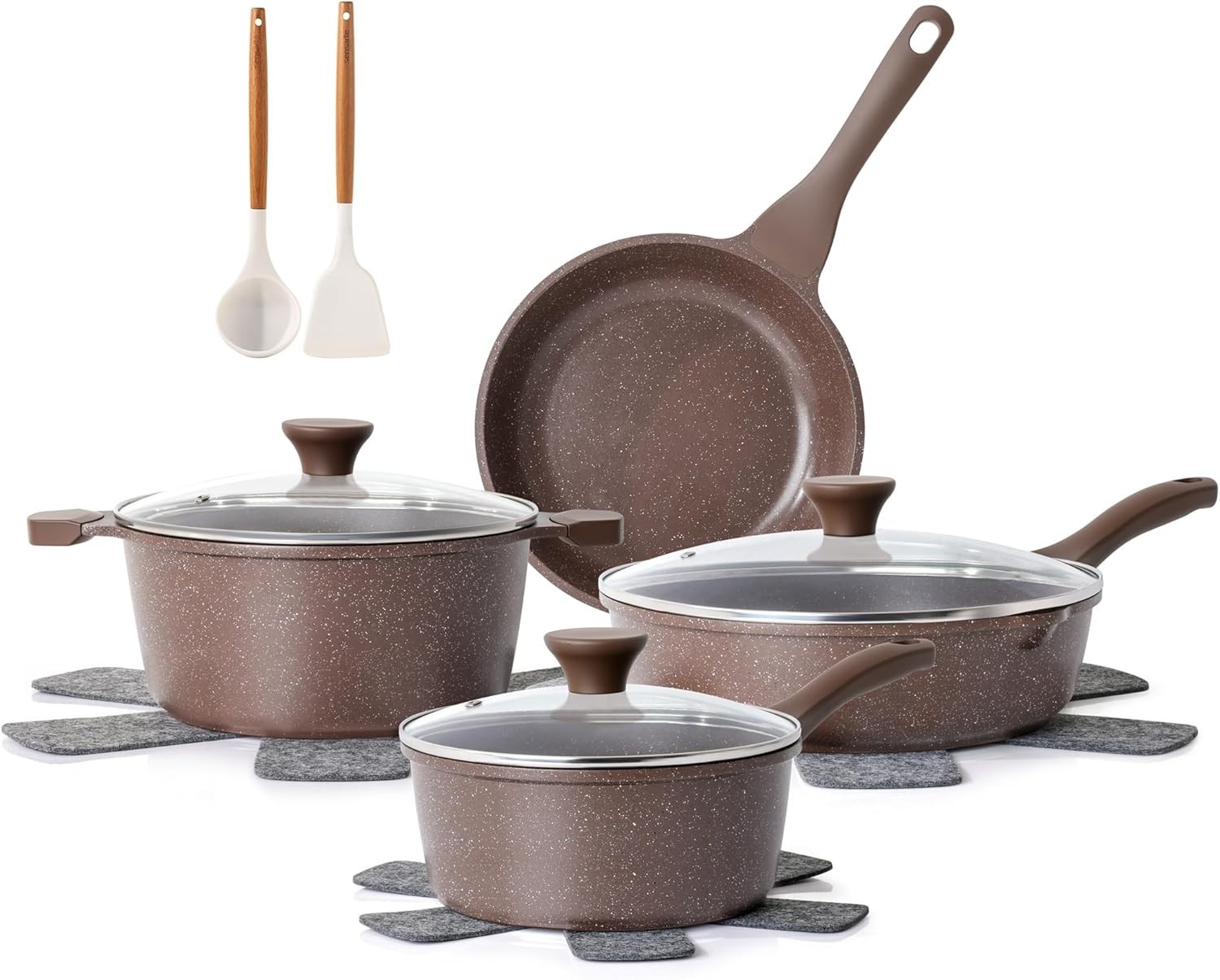 NWT – SENSARTE Nonstick Cookware Set 13-Piece – Brown – Induction – PFOA Free