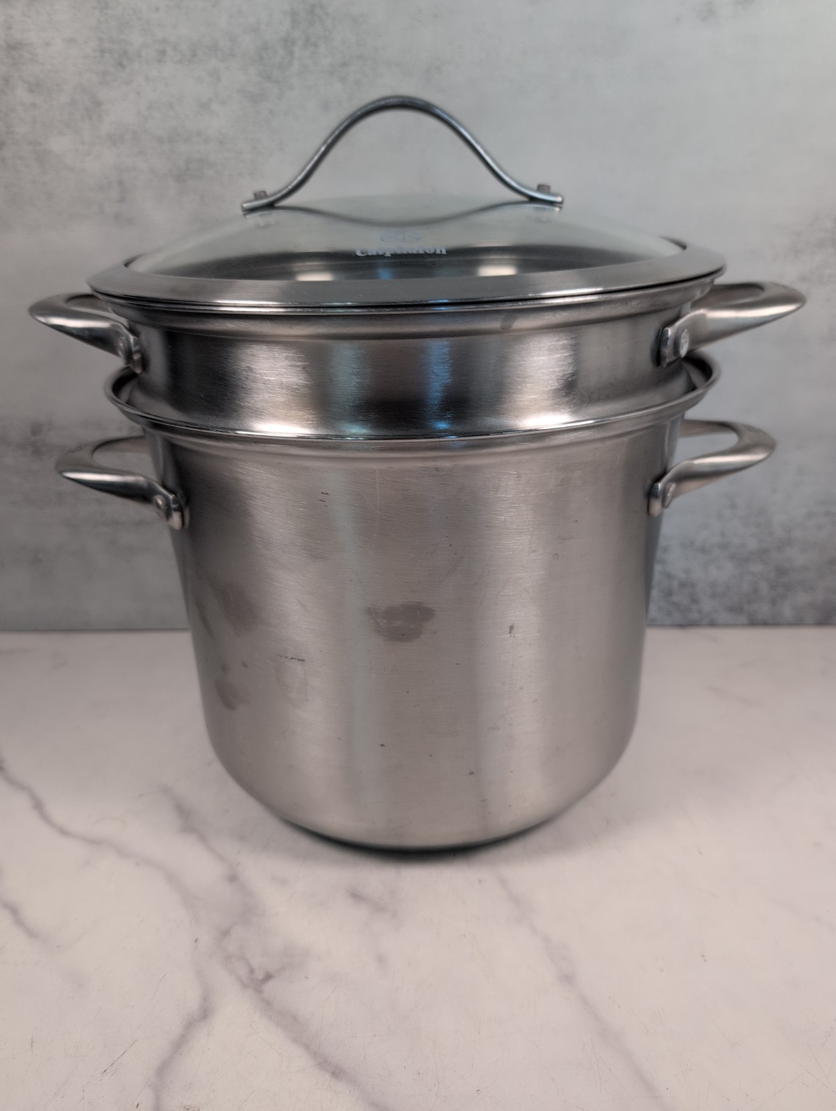 Calphalon 3 Piece 8 Quart 8608MP Stockpot & Steamer w/Glass Lid