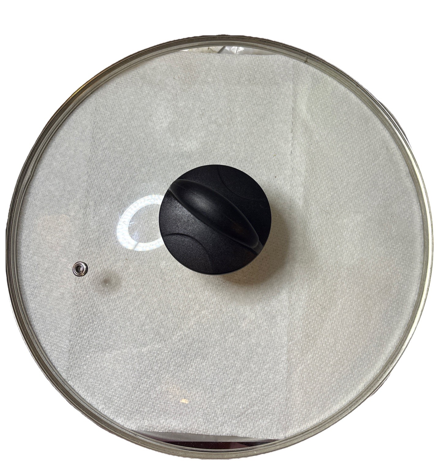 Replacement Glass Lid with Vent Hole For Frying Pan Black Handle 11 1/2″