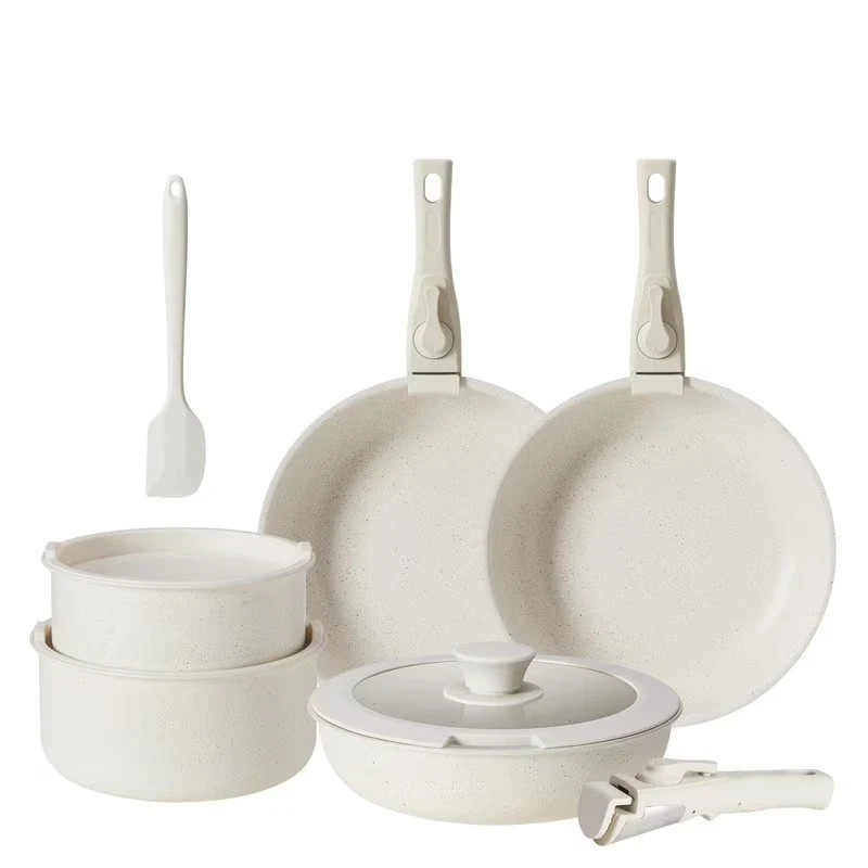 Gianna 12 Pcs Non-Stick Cookware Set, Pots and Pans Set, with Spatula & Detachab