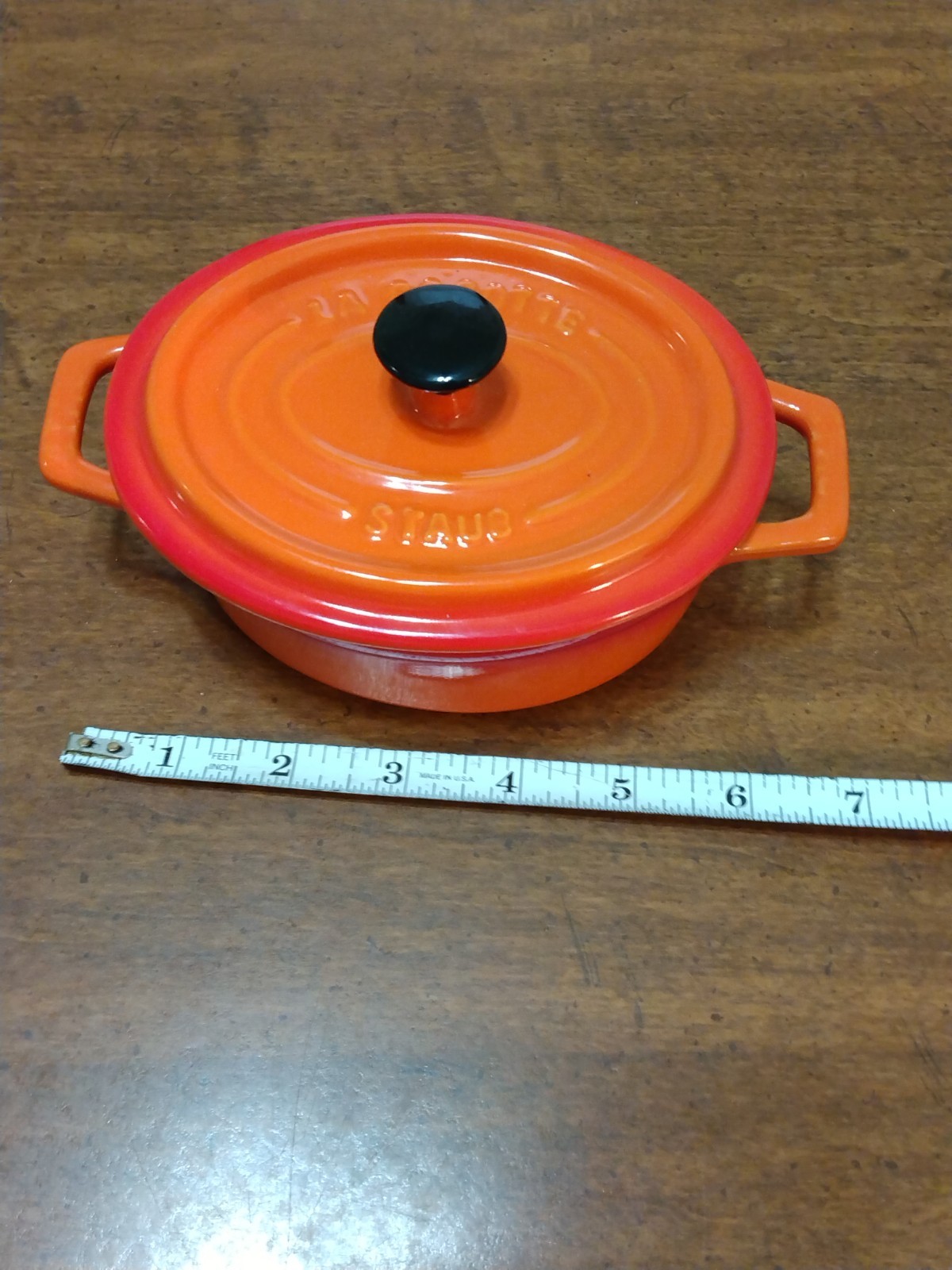 Staub Orange La Cocotte Oval Ceramic Mini Casserole Dutch Oven Bakeware READ!