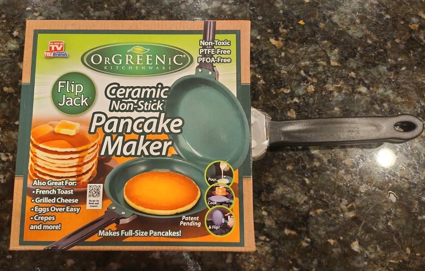 NEW ORGREENIC Ceramic Non-Stick Pancake Maker Frying Pan Flip Jack Non-Toxic