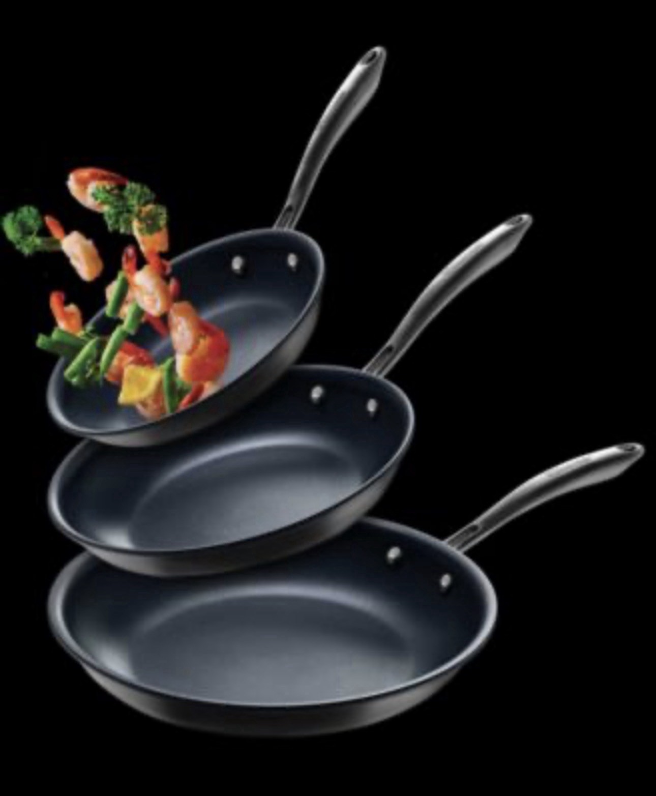 Flavortown Guy Fieri’s Set Of 3 Anodized Fry Pans 12” 10” 8.5”