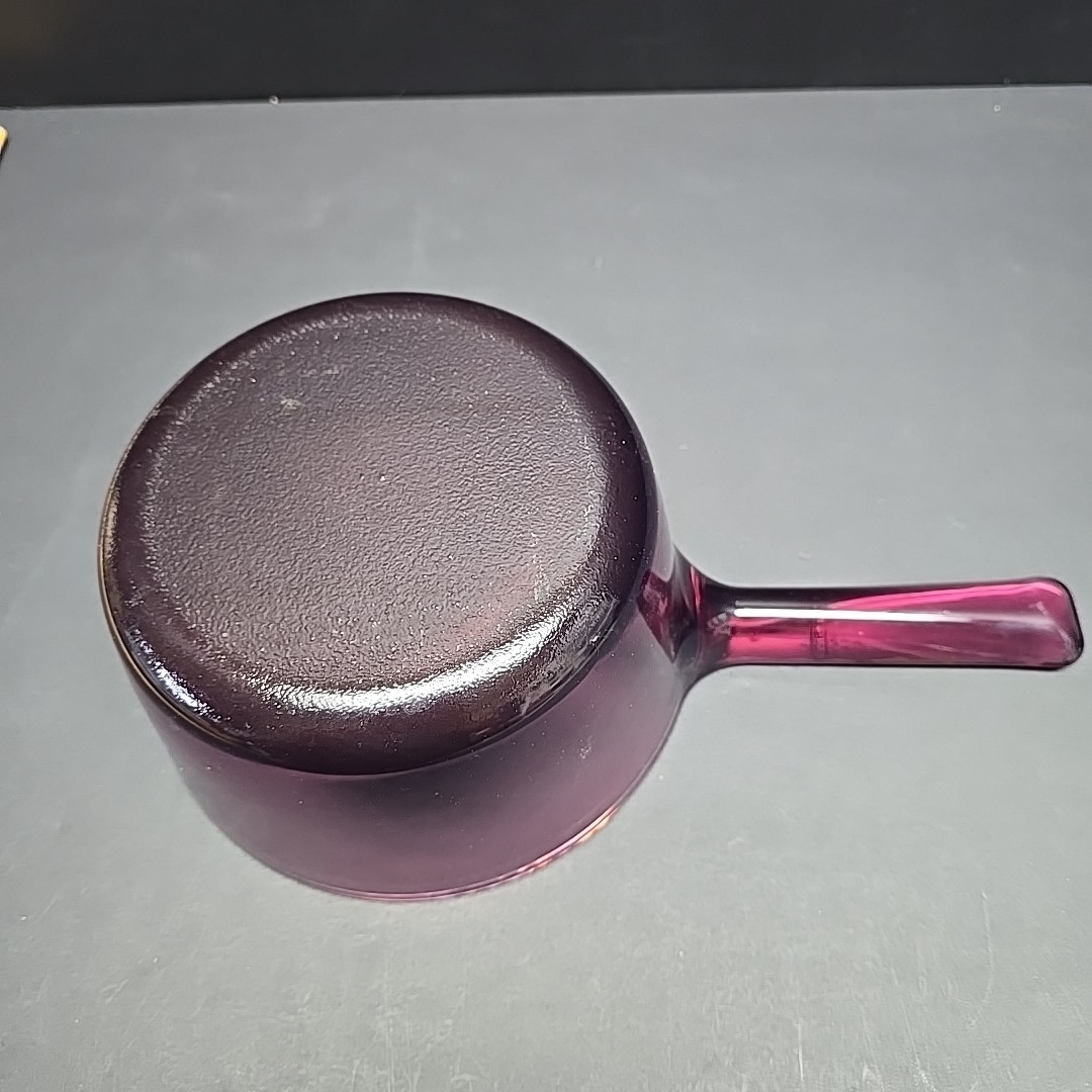 VTG Pyrex Visions Cranberry Glass Saucepan 1L 1 Liter Approx 1 Quart Marked USA