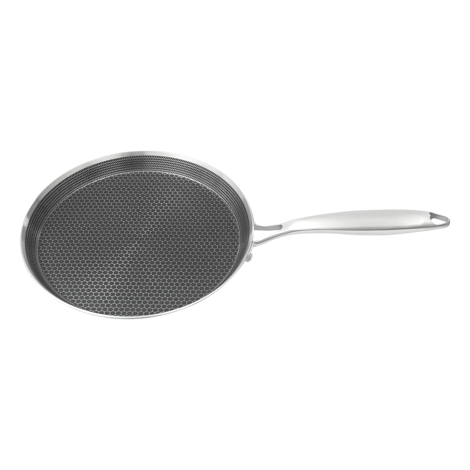 10-Inch Stainless Steel Non-Stick Crepe Pan with Flat Design for Easy Cooking