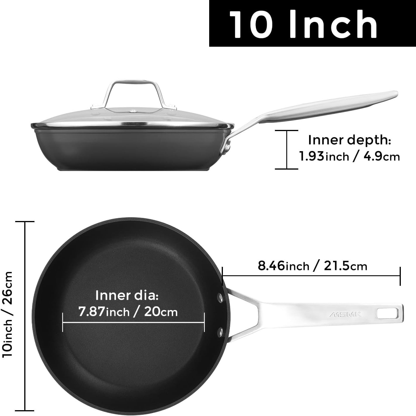 10 Inch Frying Pan Nonstick with Lid, Induction Fry Pan with Lid, Titanium an…