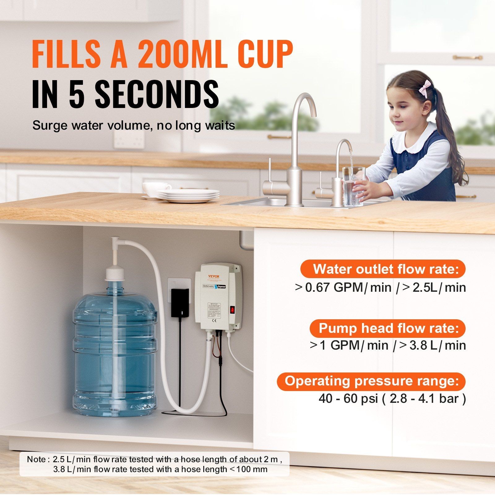 VEVOR Bottled Water Dispenser Pump System , 110V 20ft US Plug High Flow Bottled