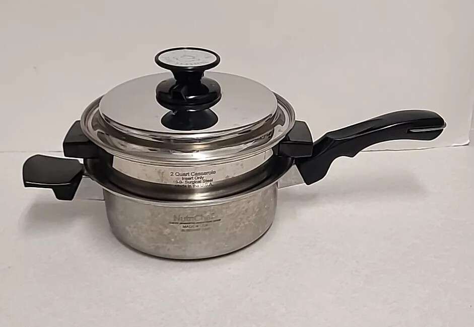 NutriChef 19-9-7P Magnetic Induction Core 3 Piece 2 Quart Pan Made In The USA