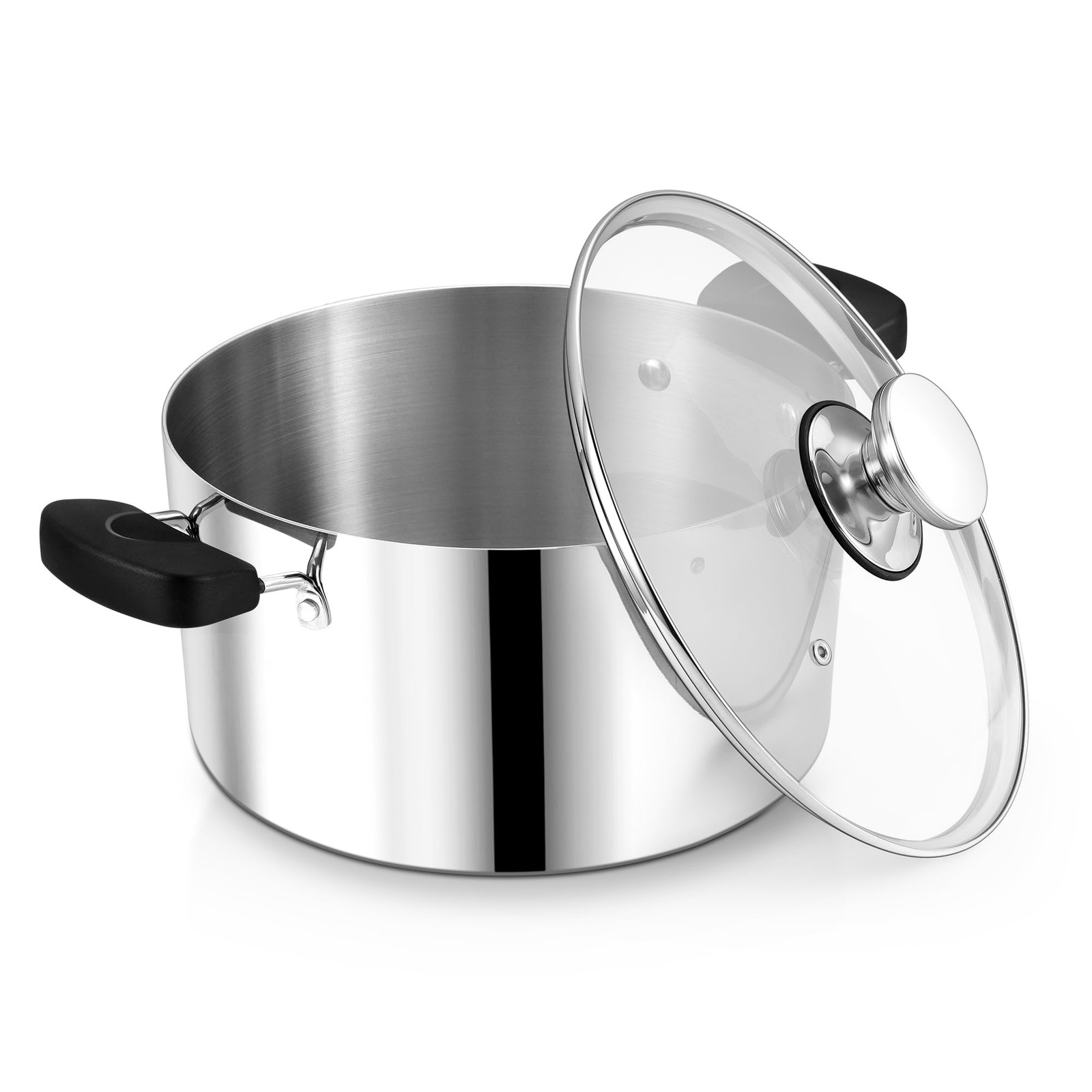 8 Quart 3-Ply Cooking Stock Pot with Lid, Stainless Steel Large Pot for Pasta…