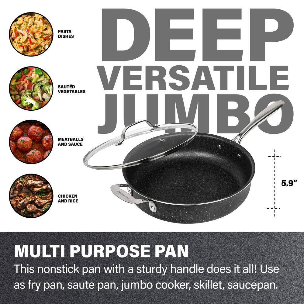 Granitestone Deep Saute Pan 5.5 Qt Nonstick Diamond-Infused Aluminum Glass Lid