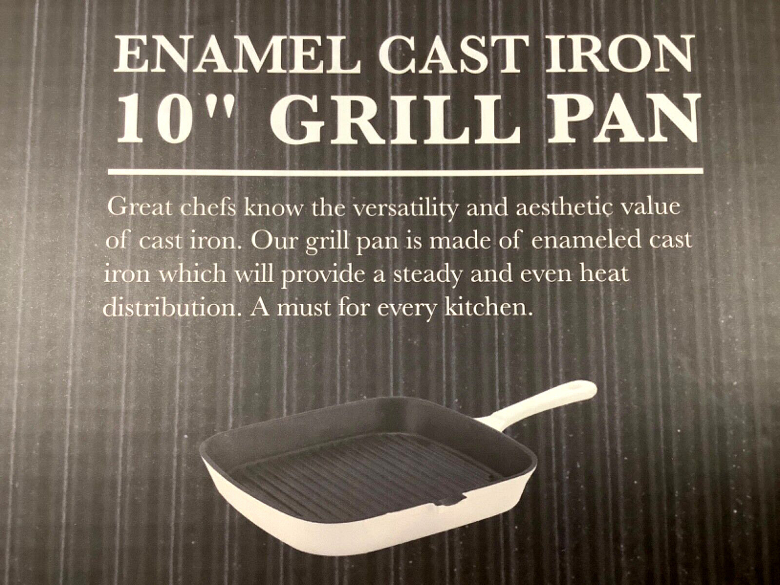 Eco + Chef Enamel Cast Iron 10″ Grill Pan White Square 5 lbs NIB