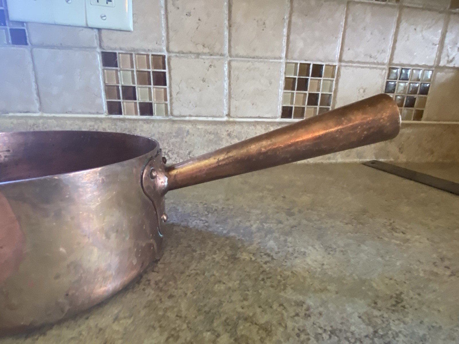 FRENCH COPPER 1.75 Qt. HOLLOW HANDLE SUGAR POT w/ SPOUT