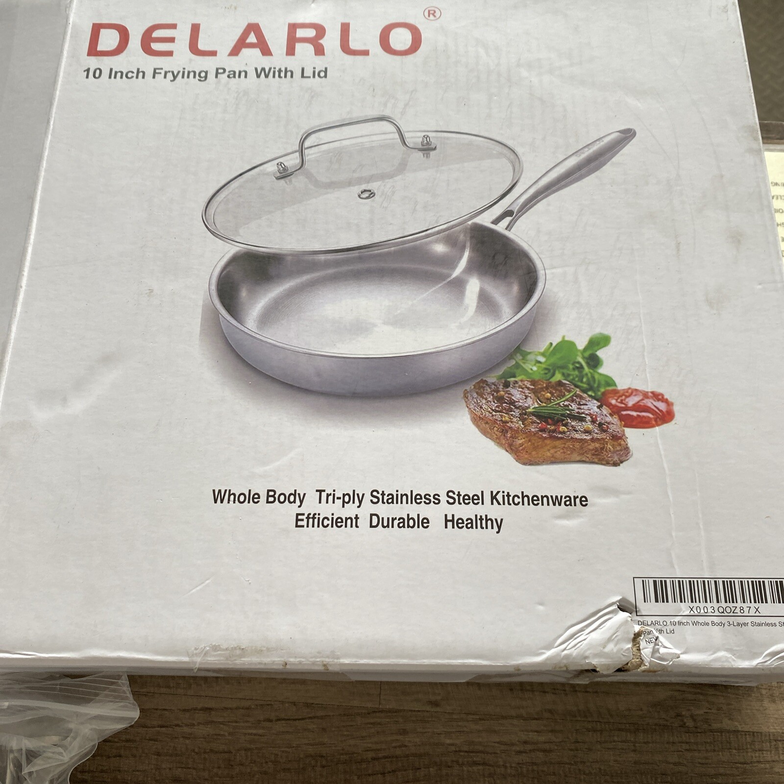 DELARLO Whole Body Tri-Ply Stainless Steel 10”Frying Pan, Chef’S Pans/7