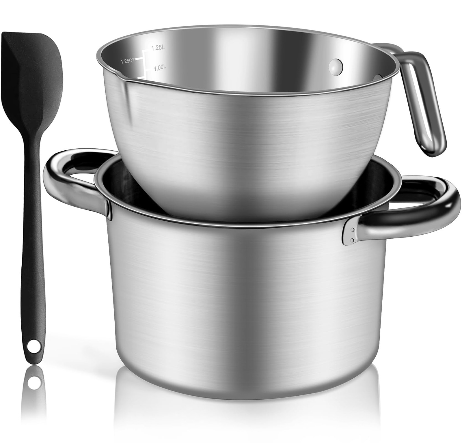 Double Boiler Pot Set Mixing Bowl Stainless Steel Chocolate Melting Spatula