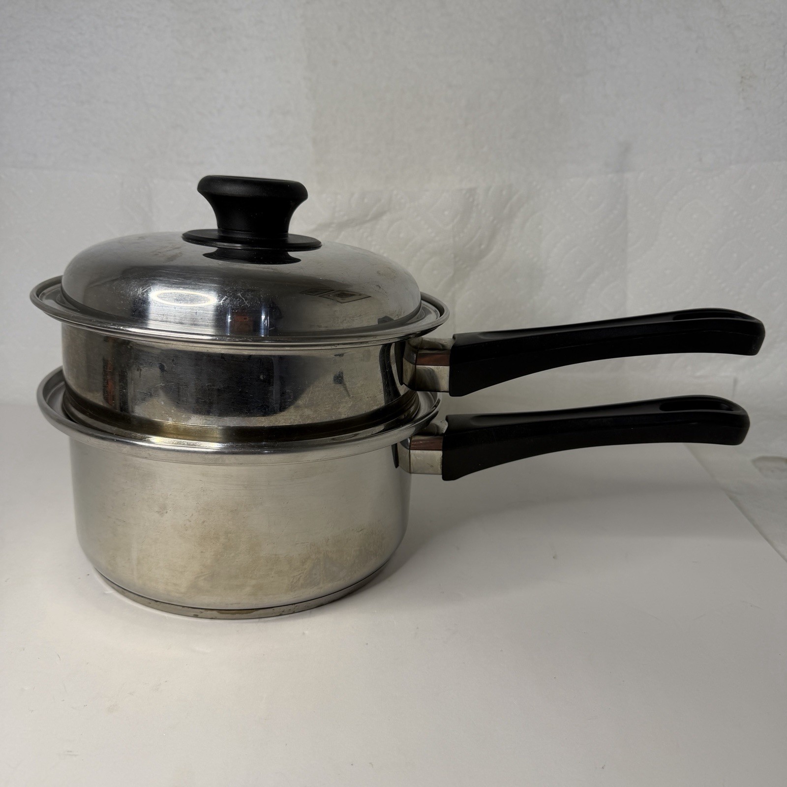 VAPO SEAL Sauce Pan 9” w Steamer Basket & Lid 7 Ply Surgical Stainless Steel