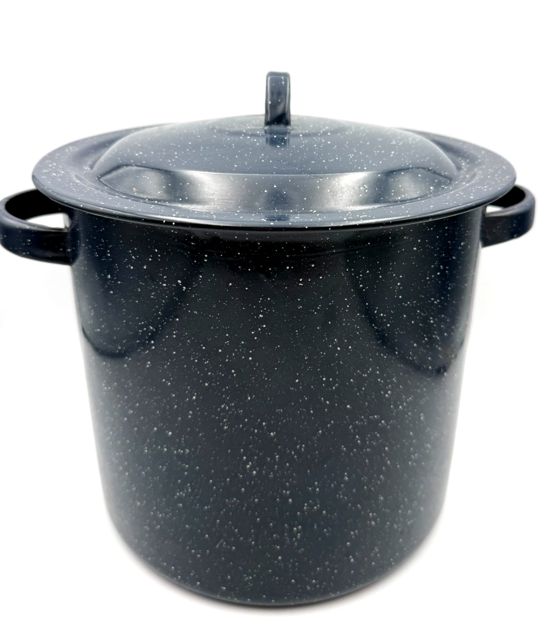 Dark Blue Speckled 11″ Enamelware Stock Pot Lid Large Graniteware Farm Cottage