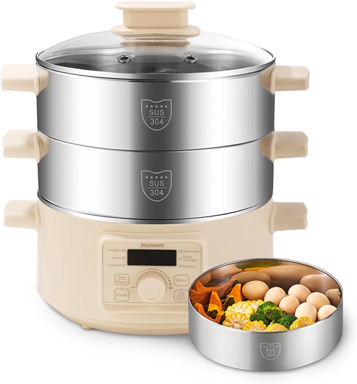 Electric Food Steamer Cooking 2-Tier Stainless Steel Vegetable & Food Steamers