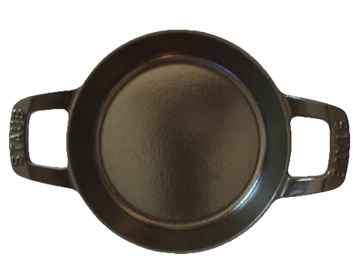 STAUB Cast Iron Enameled 6 in skillet Black inside and gray outside