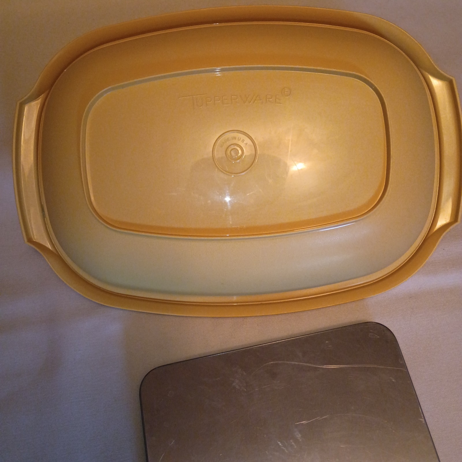 Vintage MCM Tupperware Vegetable Steamer with Divider and Lid Harvest Gold USA