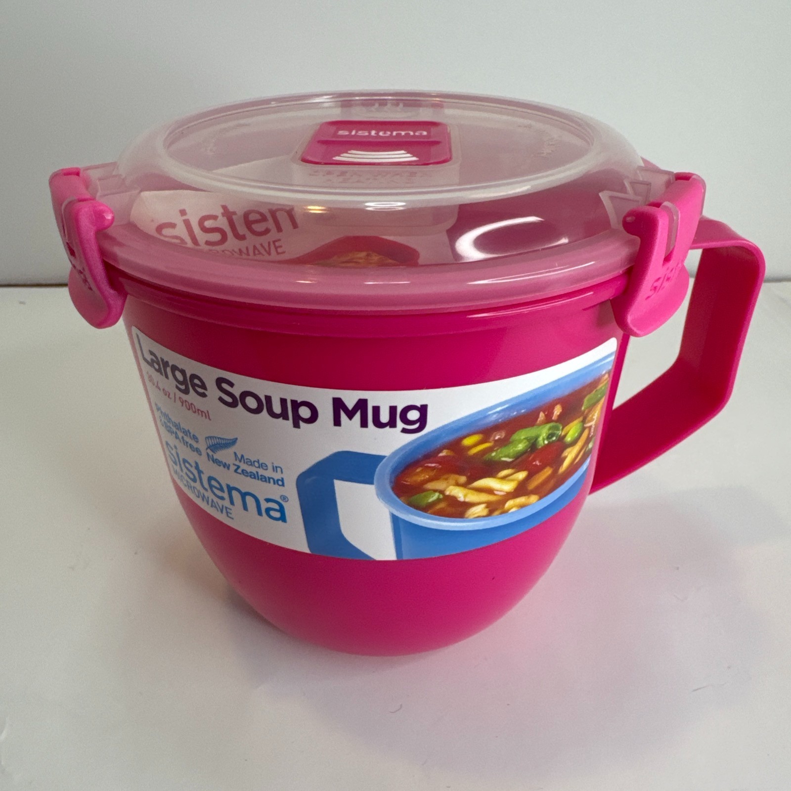 Sistema Microwaveable 900mL Soup Mug, Large Microwave Container w Steam Vent Lid