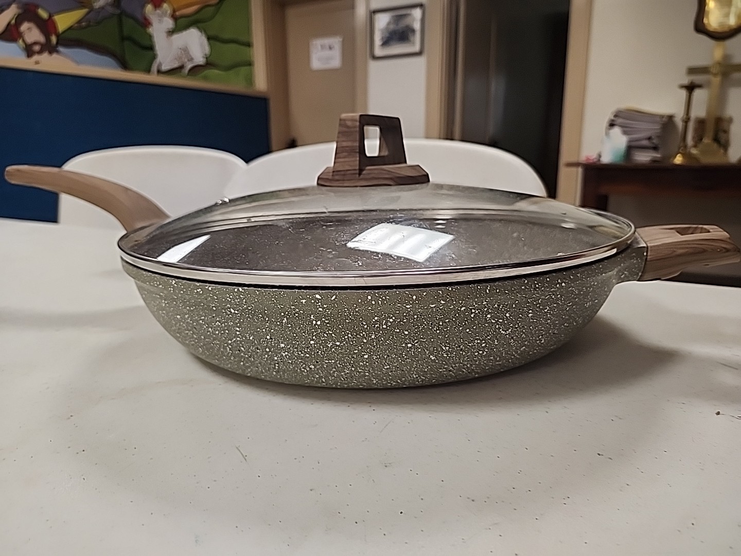 Natural Elements Woodstone 12.5” Sauté Pan With Lid NWT