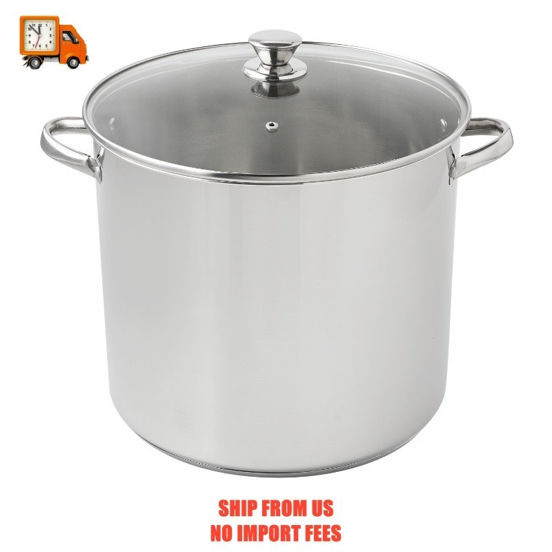 Mainstays Stainless Steel 20-Quart Stock Pot with Glass Lid