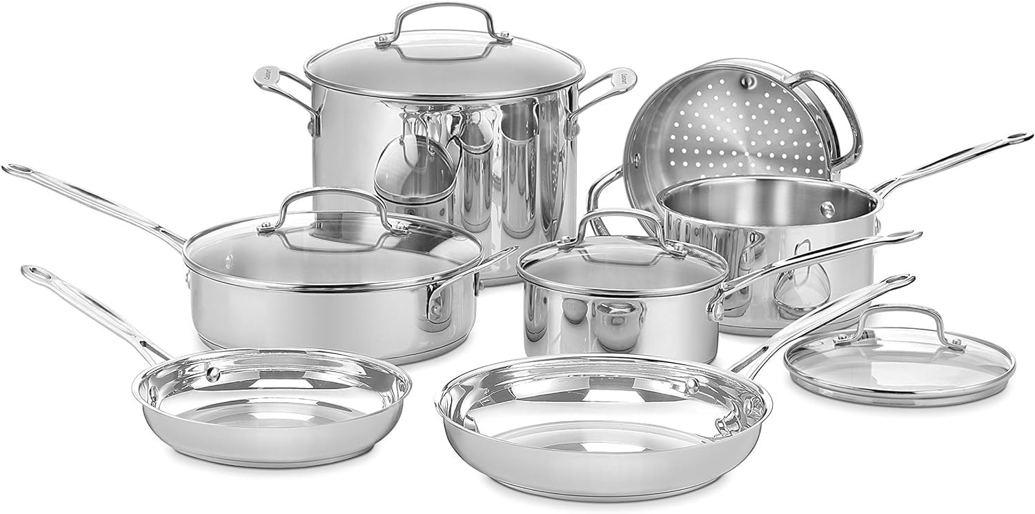 Chef’s Classic 11-Piece Stainless Steel Pots and Pans Set, Cookware Set