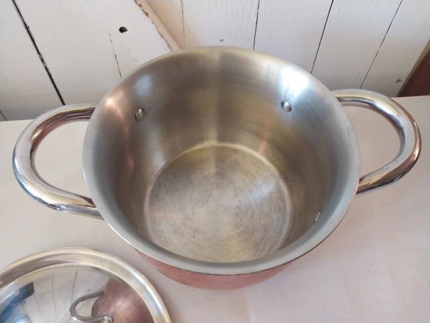 La Sera Hammered Cookware Copper Pot Collection De Luxe Copper Triply w/Lid