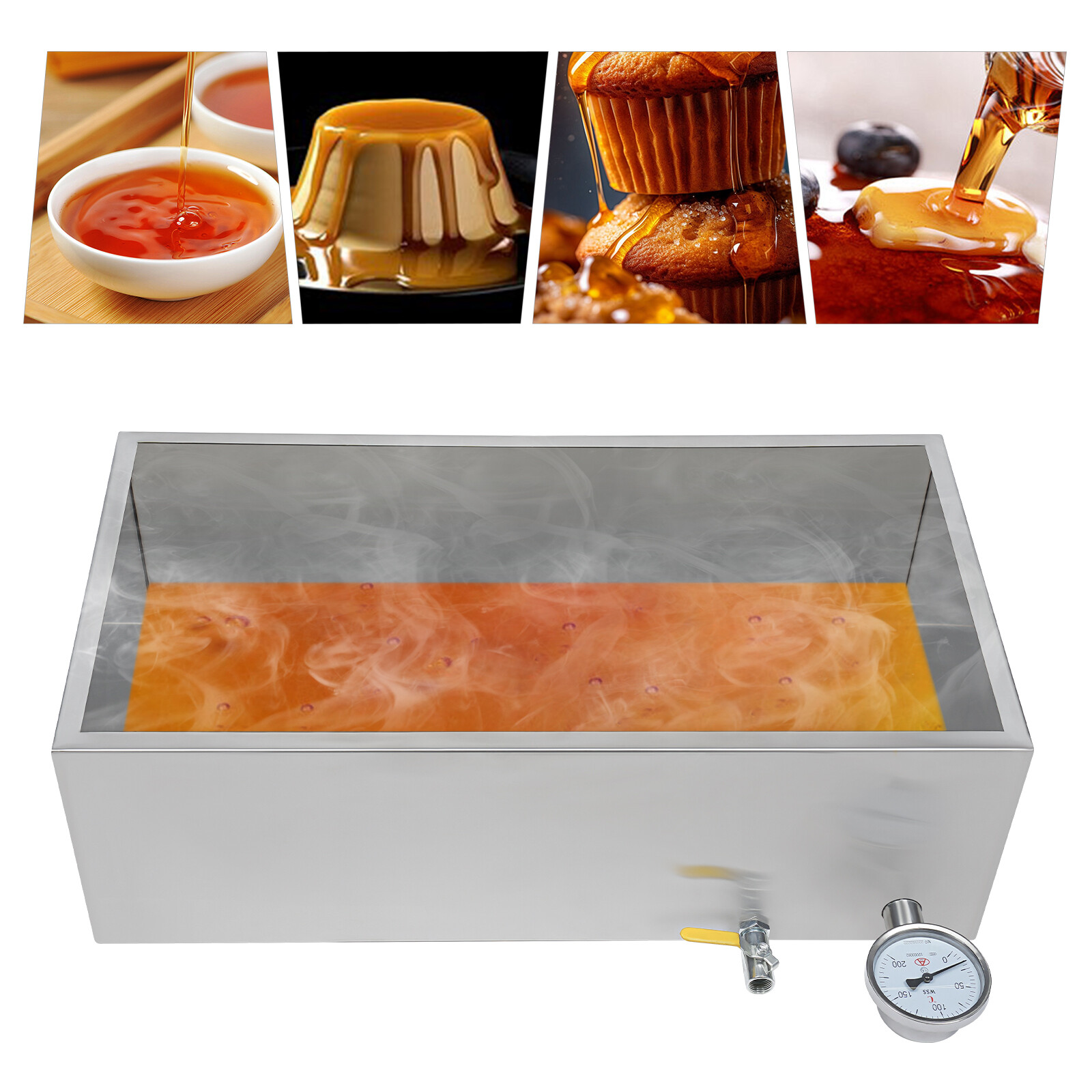 Stainless Steel Maple Syrup Evaporator Pan w Valve and Thermometer Boiling Pan