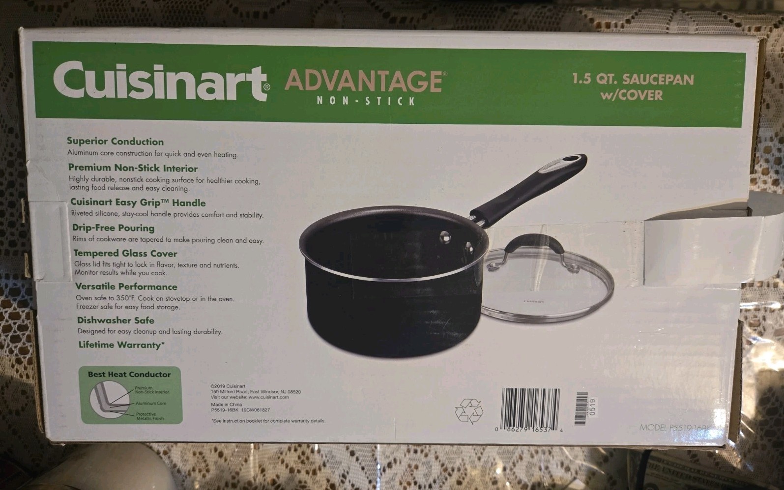 CUISINART ADVANTAGE 1.5 QUART Sauce Pan With Cover Non-stick – New In Box*read