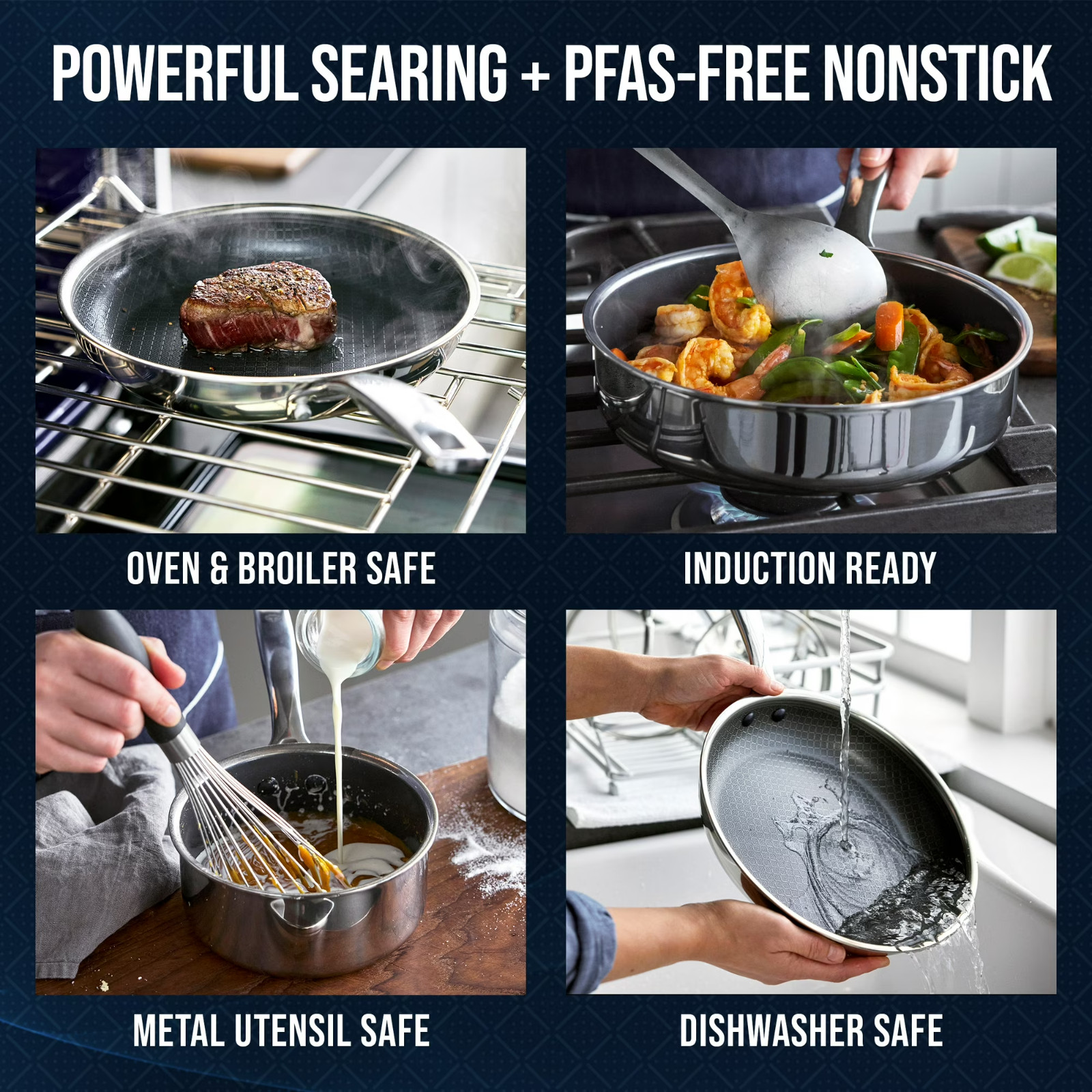 Blue Diamond 10pc Diamond-Bond Hybrid Nonstick Ceramic Stainless Steel Cookware