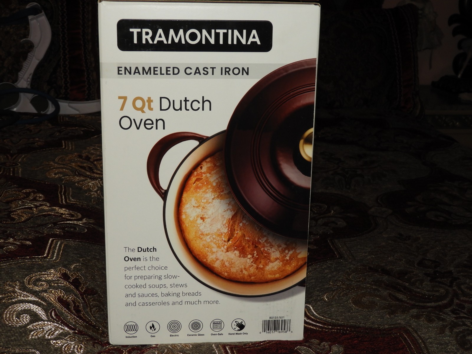 Tramontina 7 Quart Enameled Cast Iron Round Dutch Oven Burgundy