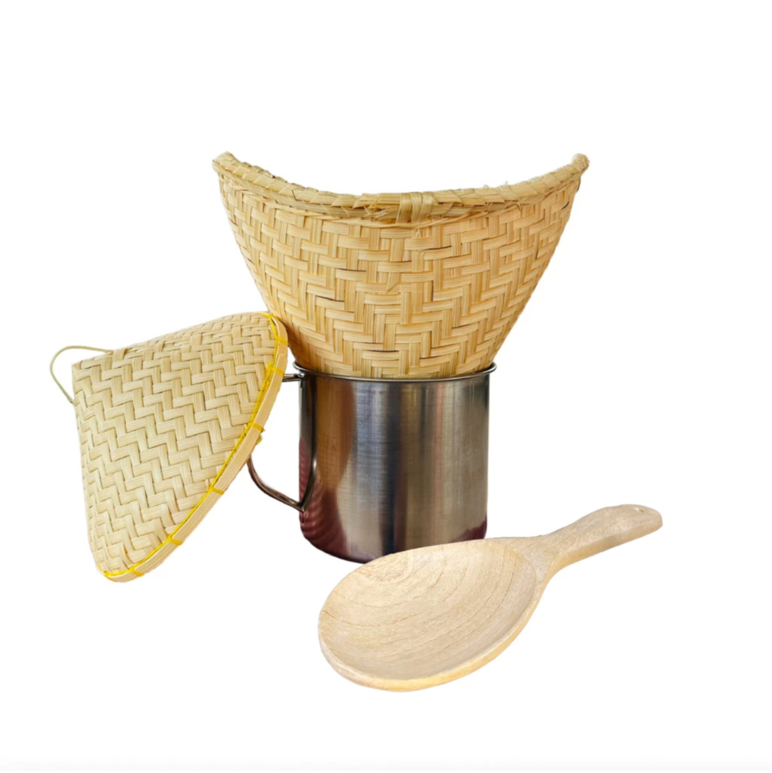 Sticky Rice Cooker Small Set – With Bamboo Basket Camping Set Rice Steamer Set