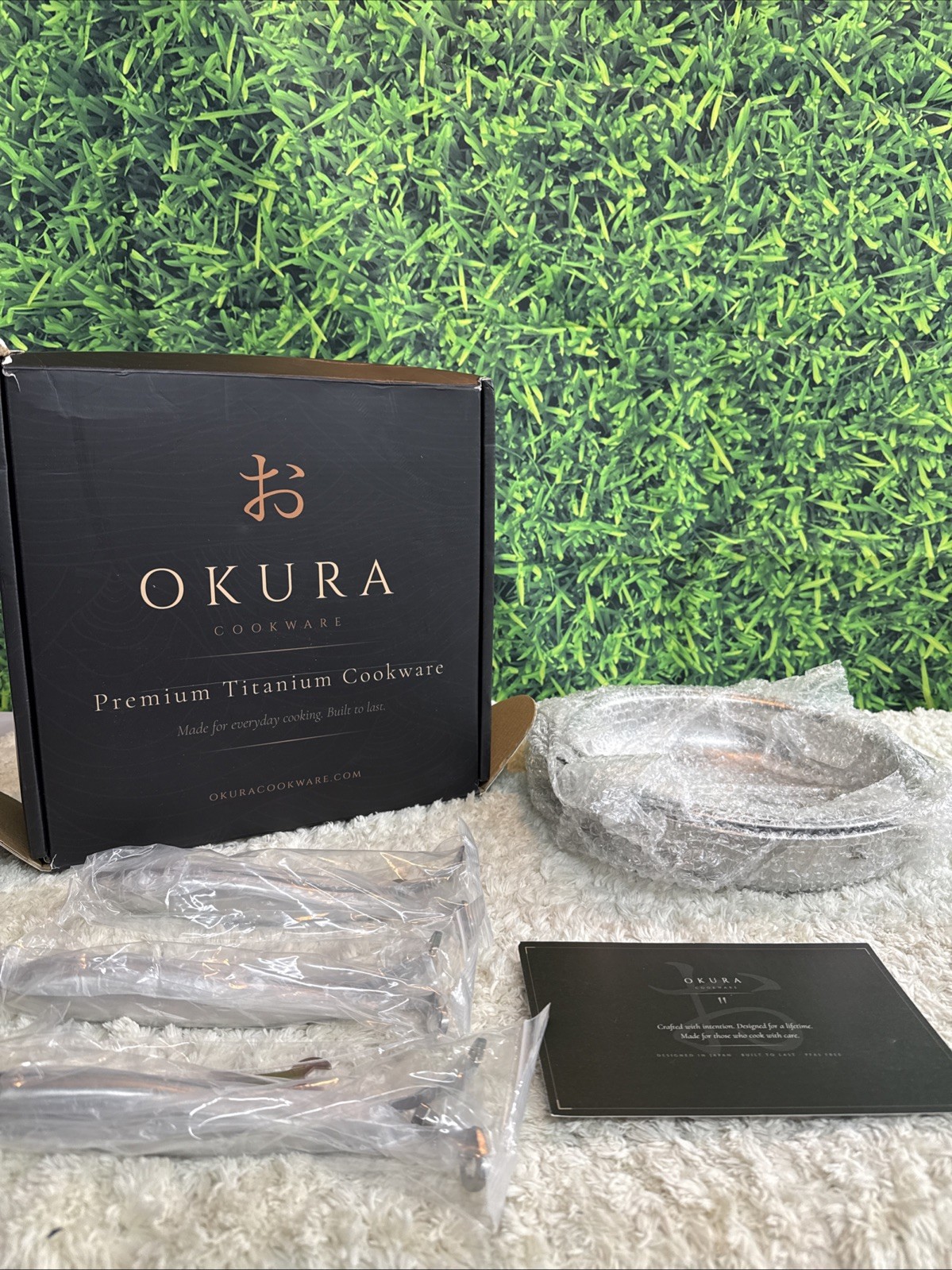 (3) Okura Premium Titanium Cookware Japan Hammered Metal 3 Pc Pan Set New