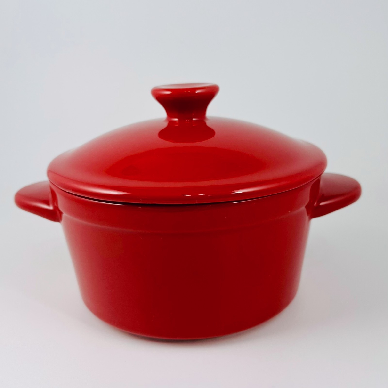 Red Stoneware Mini Dutch Oven Cocotte Denmark 4″ Covered Dish