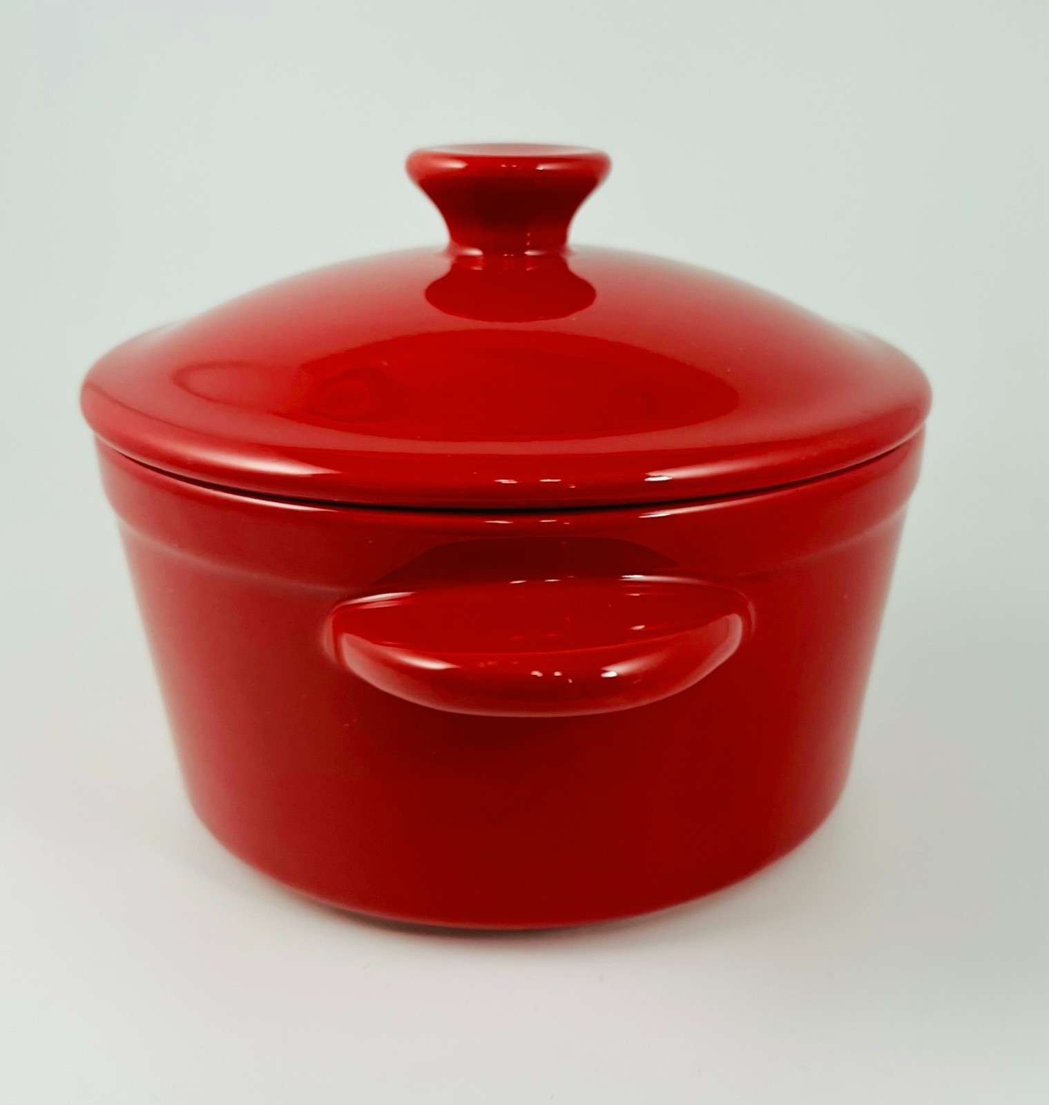 Red Stoneware Mini Dutch Oven Cocotte Denmark 4″ Covered Dish