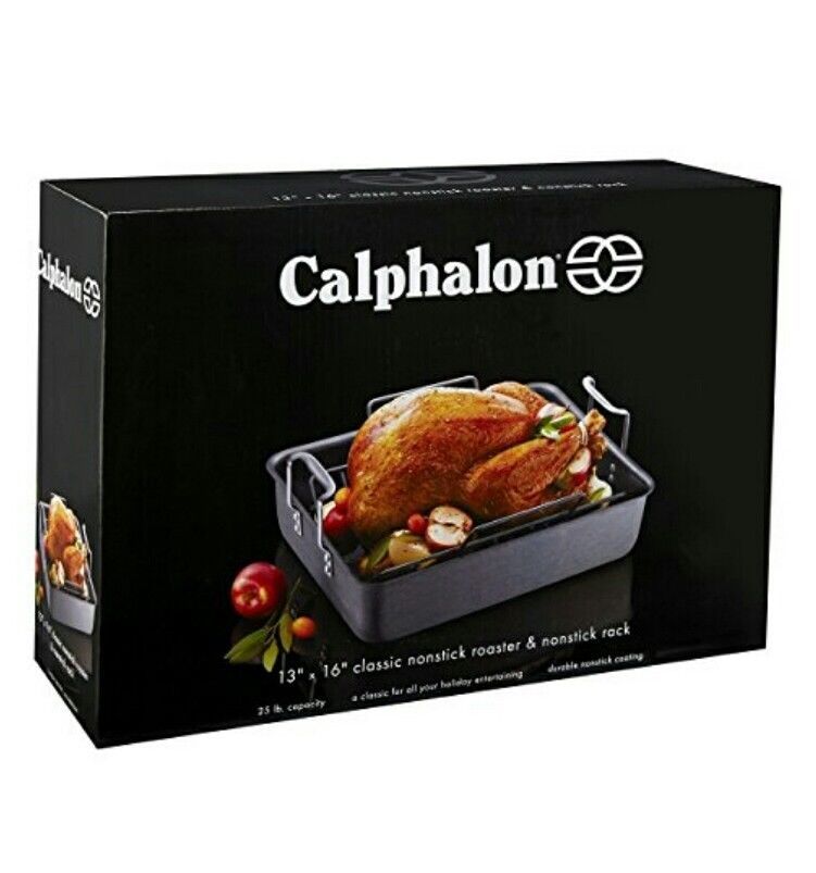 Calphalon Hard Anodized Classic Nonstick 16-Inch Roaster w Nonstick Rack NIB