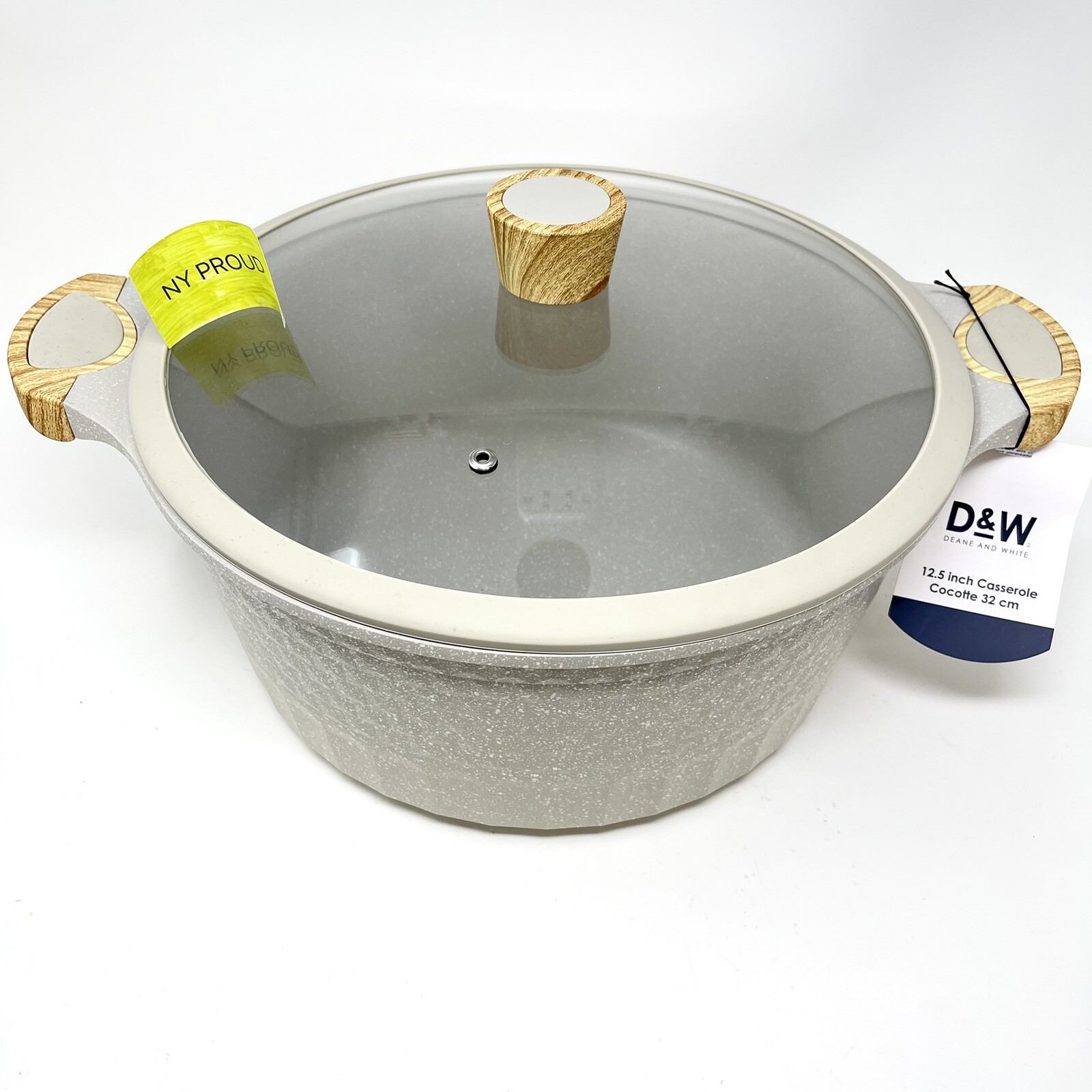 D&W Cookware Casserole Stock Pot Nonstick With Lid 10 Quart, 12.5” DIAMOND CUT