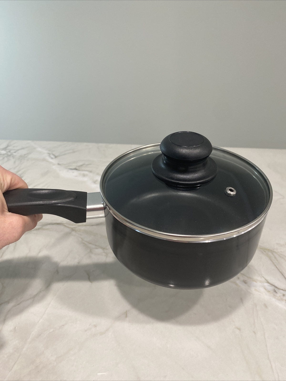 VREMI Non stick Cookware 6.25″ by 2.75″ Saucepan with glass lid 1.4L 1.5 Qt