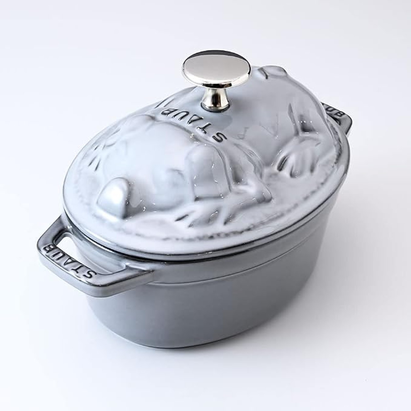 Staub Piggy Cocotte Oval Cast Iron Enamel Pot Gray 17 cm (6.7 in) IH Compatible