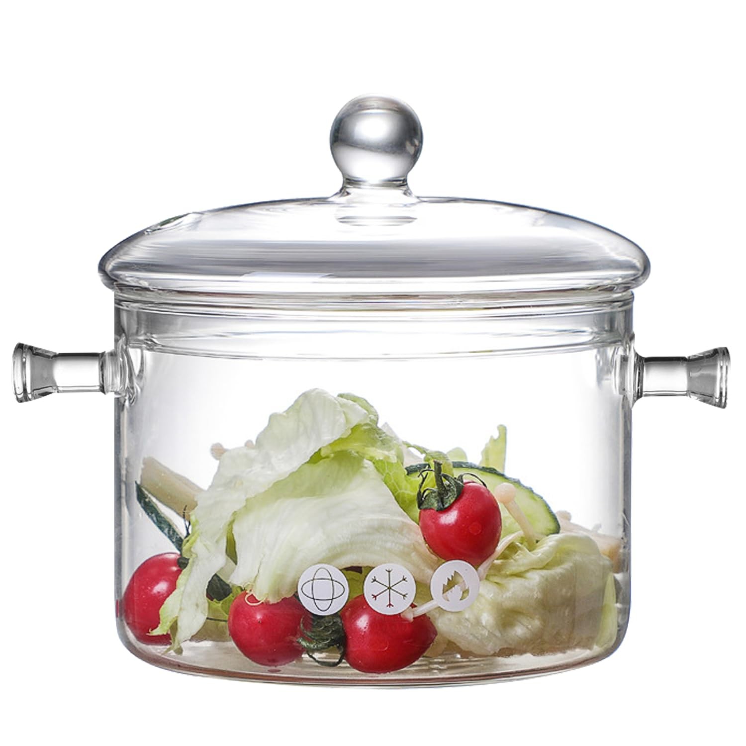 Glass Cooking Pot, 1.5L/50oz Heat-Resistant Borosilicate Glass Saucepan with Cov
