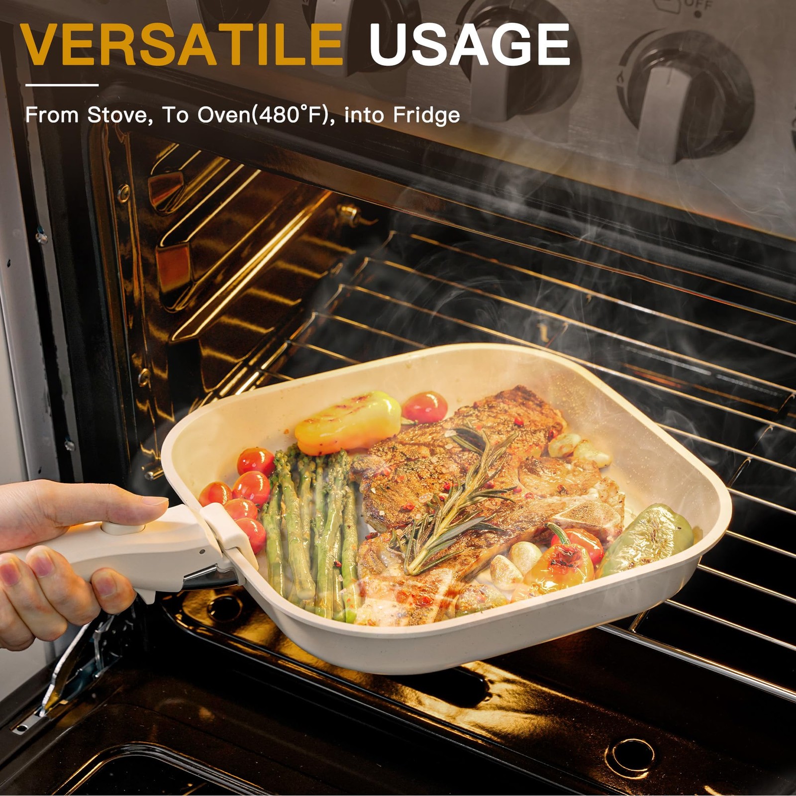 Astercook 23 Pcs Pots And Pans Non Stick Ceramic Cookware Set Detachable Handle