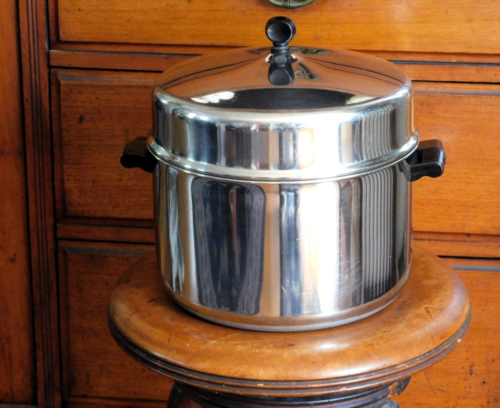 Farberware 8 Qt Dutch Oven w High Domed Lid, Fryer Roaster Aluminum Clad SS USA