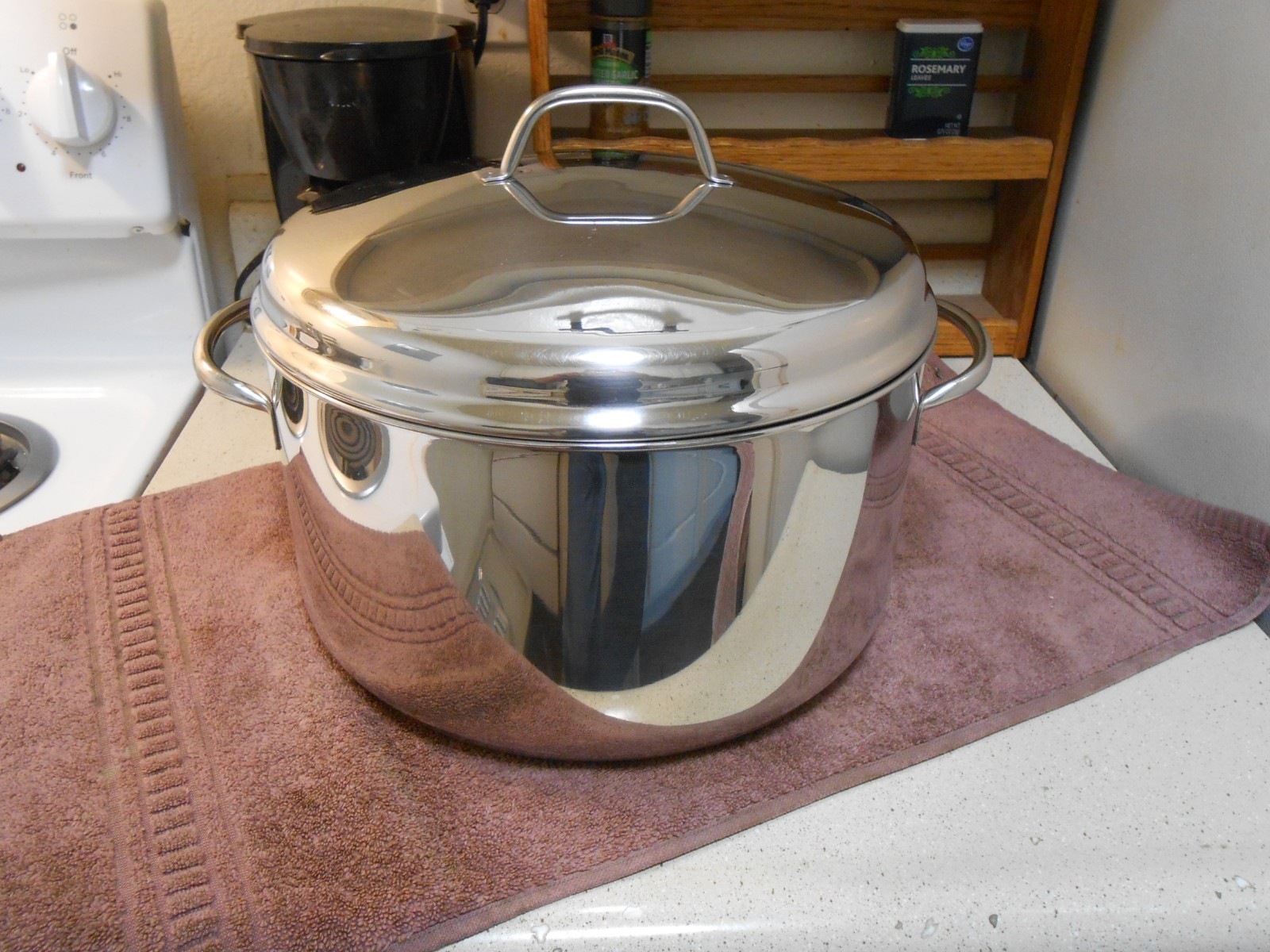 FARBERWARE 12 Qt. Stock Pot & Lid Stainless/Aluminum Clad NY, USA CLEAN & SHINY!