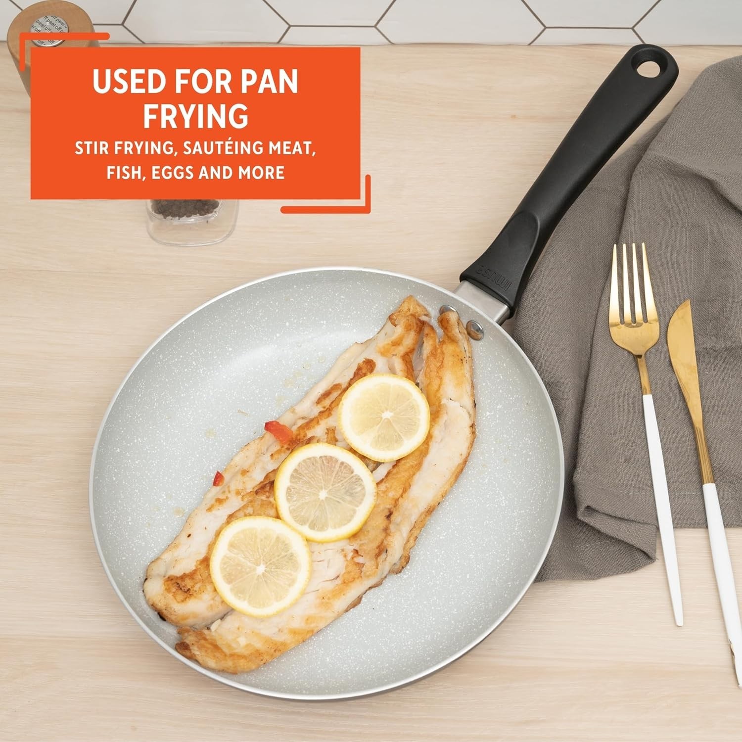 9.5-Inch Premier Ceramic Nonstick Fry Pan with Cool Touch Handle – Matte Black