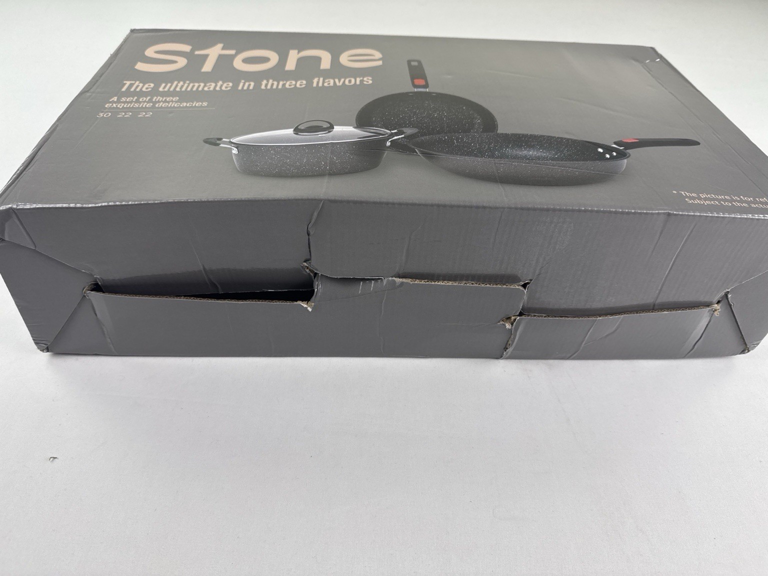 Stone 3 Piece Nonstick Cookware Set 30 22 22 Damaged Box