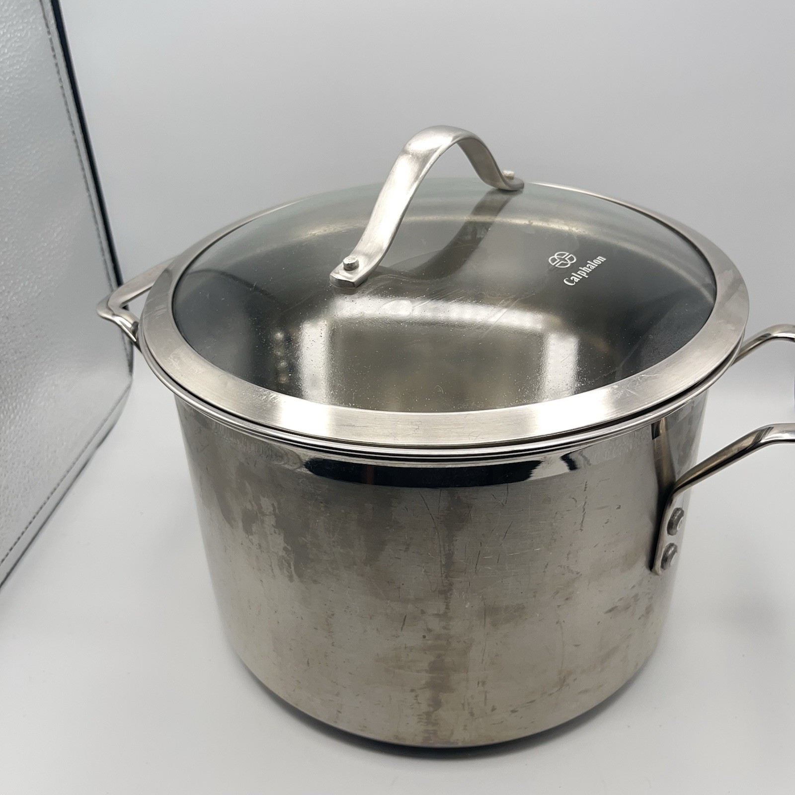 Calphalon 6 Quart Stock Pot 8608 Stainless Steel w/ Glass Lid 10″ 6 Qt Stockpot