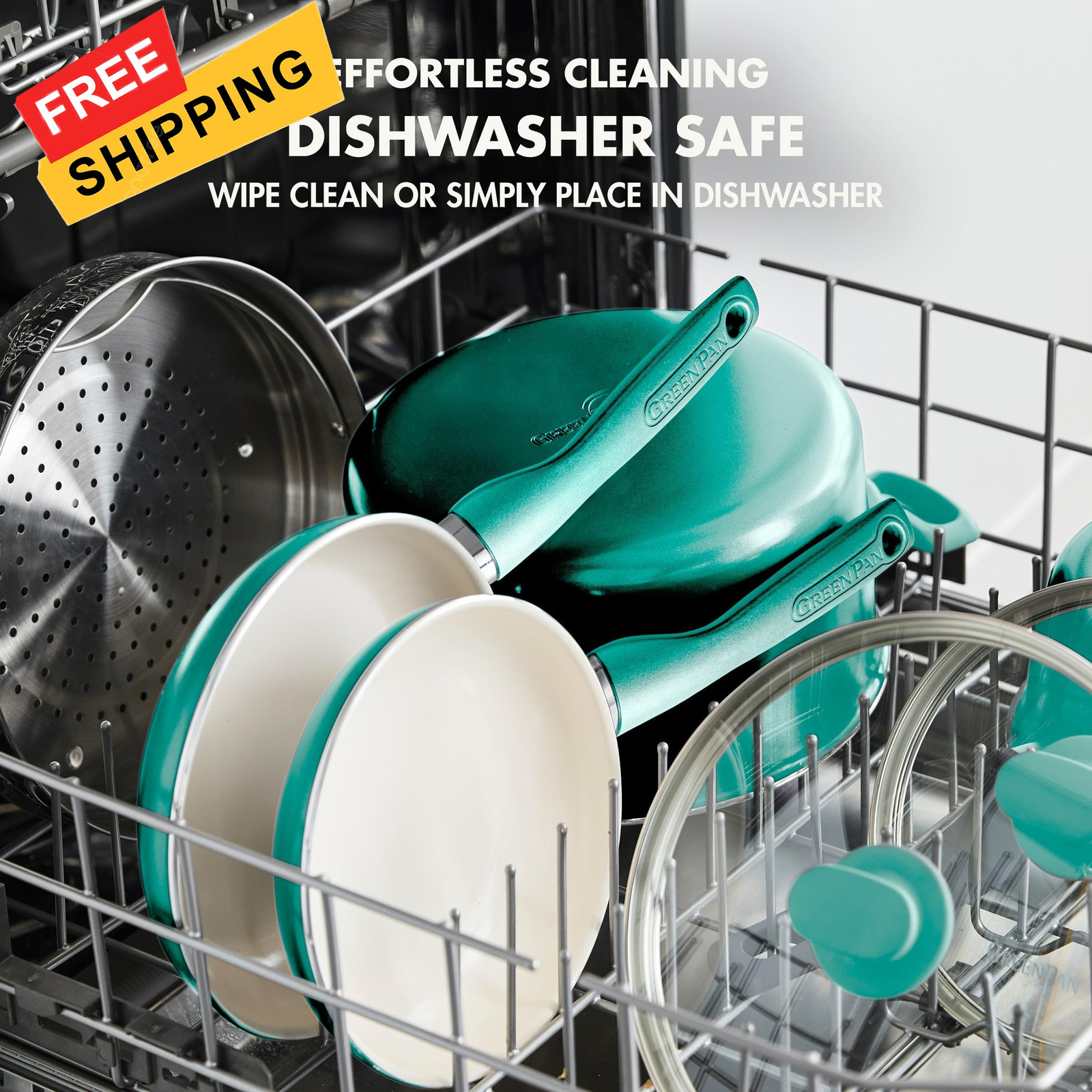 GreenPan Rio Healthy Ceramic Nonstick 8″ Frypan and Spatula Set, Turquoise